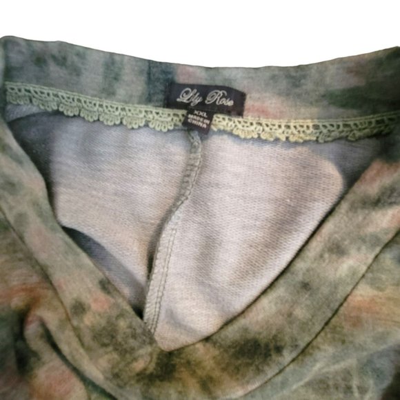 Lily Rose Olive Green and Pink Dress Shirt Style Midi Woman's Size XXL JJ3080 - Picture 3 of 9